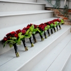 Enchanted Florist Bridal Party with Red Bouquets
