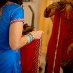 Lotus Blossom Photography Multicultural Wedding Bridal Party in Red and Blue