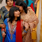 Lotus Blossom Photography Multicultural Wedding in Red and Blue on Staircase