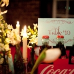 Opulent Couturier Red and Aqua Coca-Cola Wedding Place Card