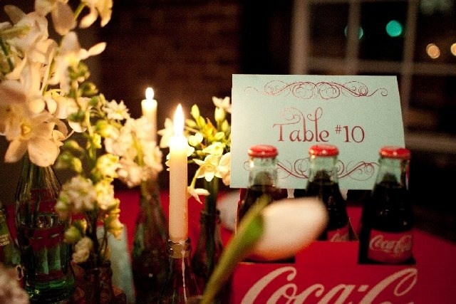 Opulent Couturier Red and Aqua Coca-Cola Wedding Place Card