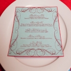 Opulent Couturier Red and Aqua Coca-Cola Wedding Design Menu
