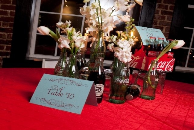 Opulent Couturier Red and Aqua Coca-Cola Wedding Design Decorative Bottles