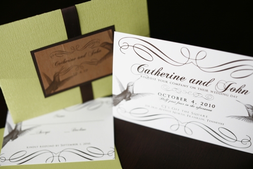 Southall Eden Paperie Brown Green Invitation