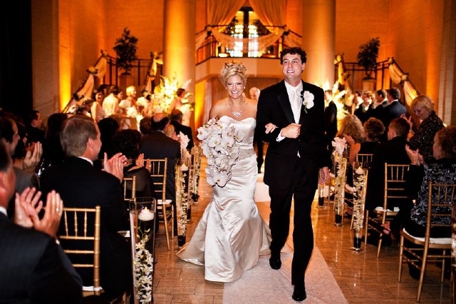 b. Hughes Bridal Badgley Mischka Gown at Wedding Reception