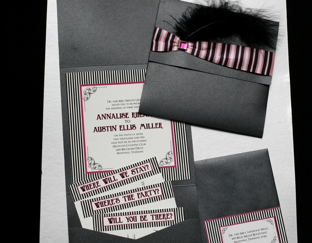 Southall Eden Paperie Old Hollywood Pink Invitation