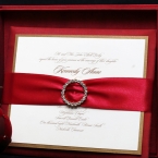 Southall Eden Paperie Red Silk Invitation Box w Rhinestones