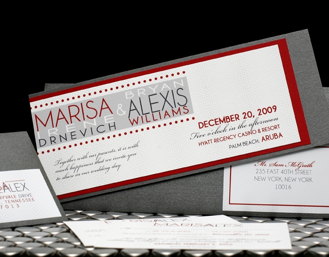 Southall Eden Paperie Red Gray Black Modern Invitation