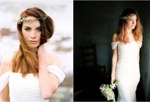 Off Shoulder Vera Wang Gown at b. Hughes Bridal