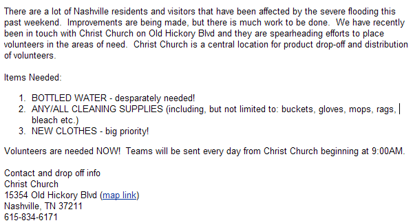 flood victims wedding nashville