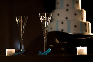 Tiffany Blue ribbon and toasting glases