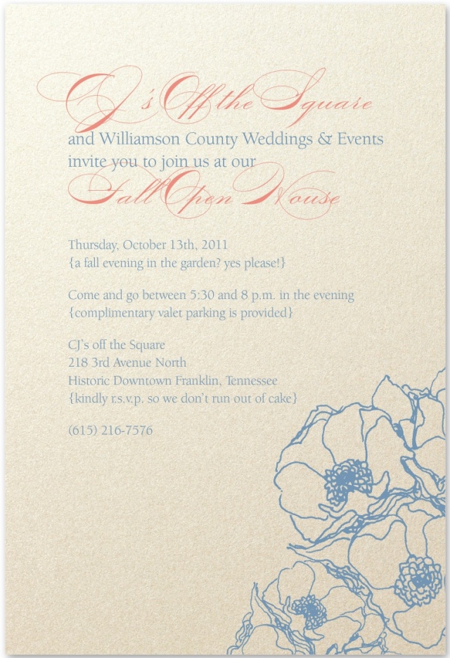CJ’s Off the Square and Williamson County Weddings and Events Fall Open House image