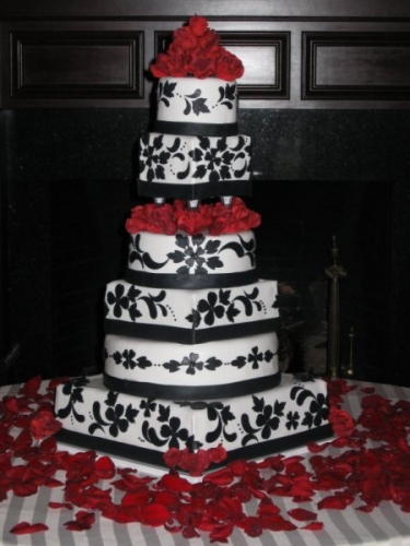 Signature Cakes by Vicki - Red and Black with Flowers