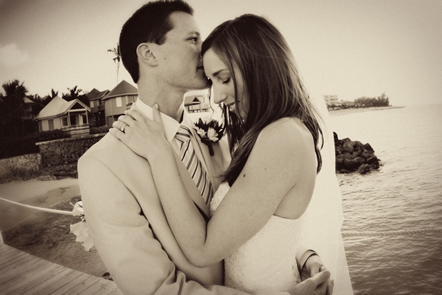Bahamas Destination Wedding Couple in Front of Water