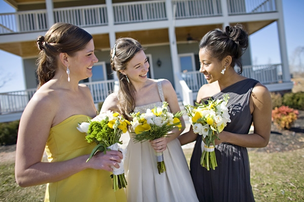 Front Porch Farms Bridesmaid Gowns in Yellow and Gray