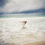 Destination Mexico Wedding Beach Couple in Water