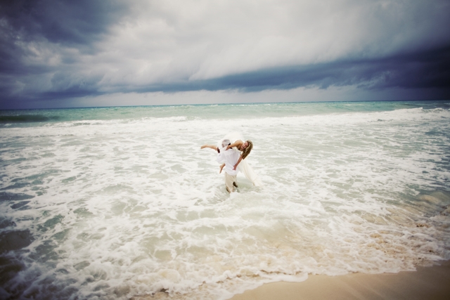 Destination Mexico Wedding Beach Couple in Water
