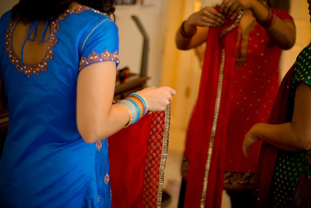 Lotus Blossom Photography Multicultural Wedding Bridal Party in Red and Blue