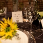 Opulent Couturier Sunflower Wedding Design in Yellow, Gray and Green Place Cards
