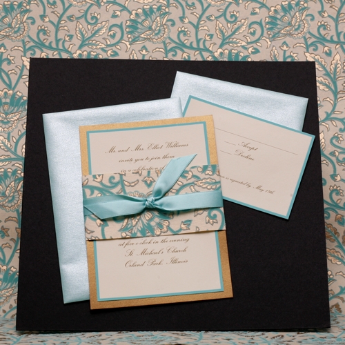 Southall Eden Paperie Pale Blue Yellow Invitation