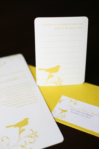 Southall Eden Paperie Yellow Bird Invitation