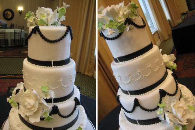 Signature Cakes by Vicki - Black with Sugar Flowers