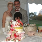 Southern Couple and Wedding Cake at FrontPorch Farms