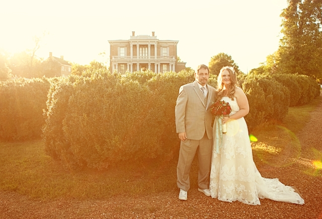 Red and Blue DIY Wedding by Jonathon Campbell Photography Couple in Front of Trees