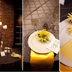 Opulent Couturier Sunflower Wedding Design in Yellow, Gray and Green