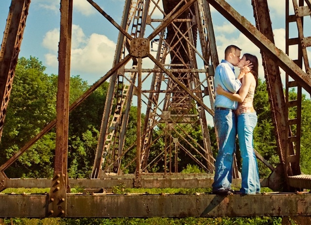 Jonathon Campbell Photography Engagement Photo of Couple Standing Under Electric Post