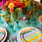 Sasha Souza Modern Bold Pink Teal Yellow Wedding