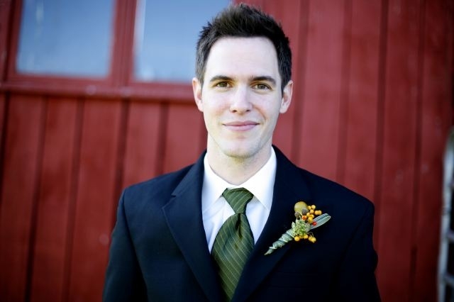 Enchanted Florist Southern Farm Wedding Photo of Groom in Front of Barn