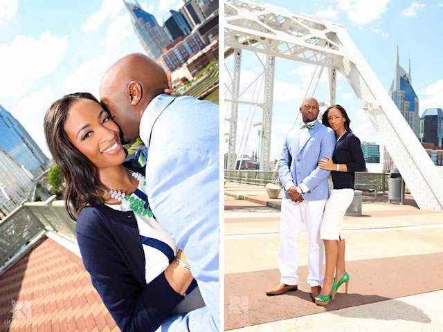 downtown nashville engagement photos, shelby bridge, cumberland park, african american wedding
