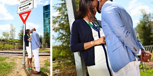 downtown nashville engagement photos, shelby bridge, cumberland park, african american wedding