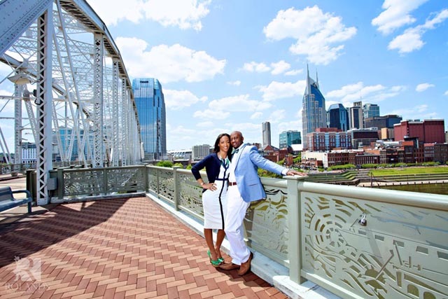downtown nashville engagement photos, shelby bridge, cumberland park, african american wedding