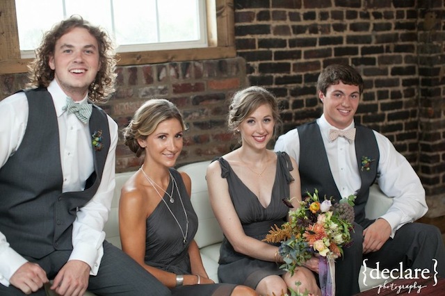 bridesmaids dresses gray, the bride room nashville, street tuxedo gray rustic style