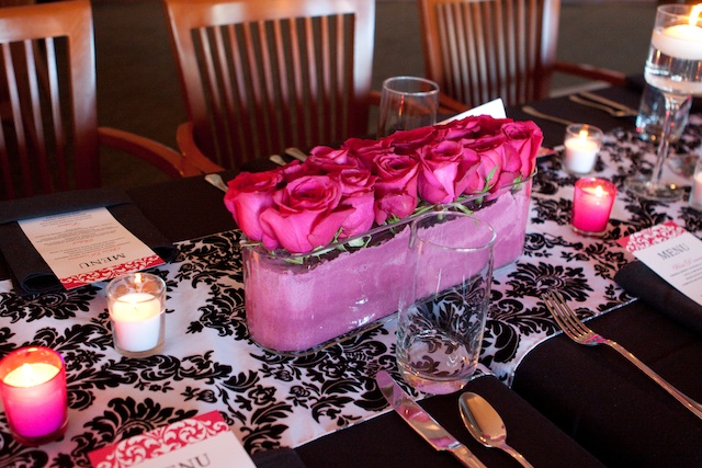 pink black damask patron wedding nashville