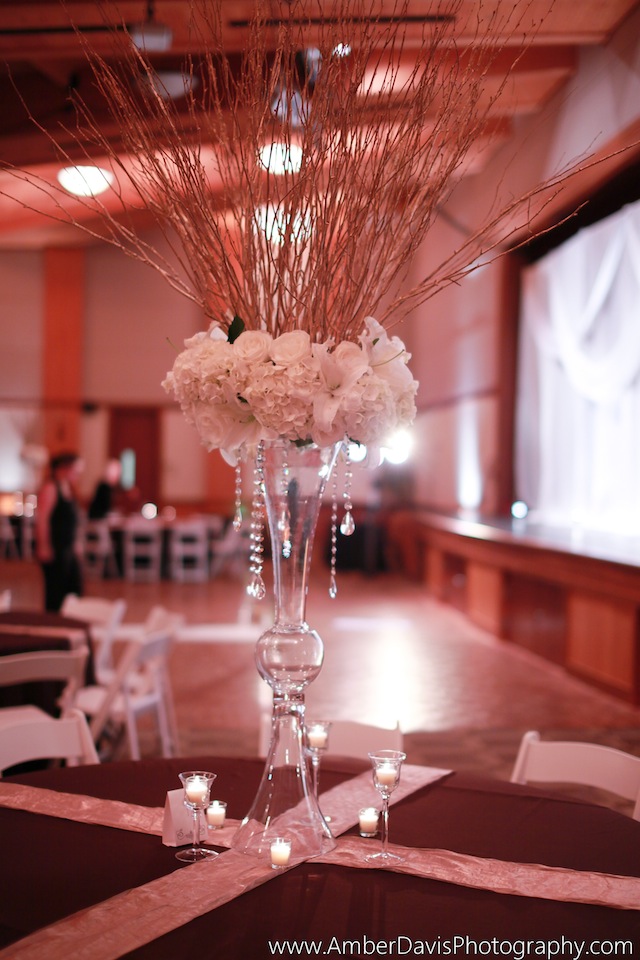 destination wedding nashville, purple gold, fabric vases