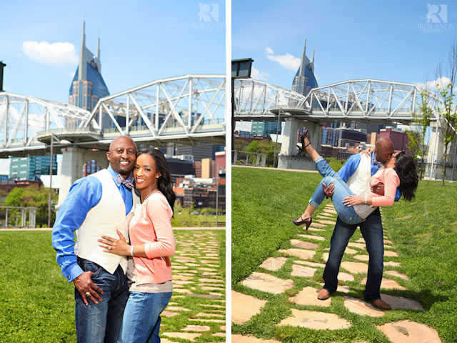 downtown nashville engagement photos, shelby bridge, cumberland park, african american wedding