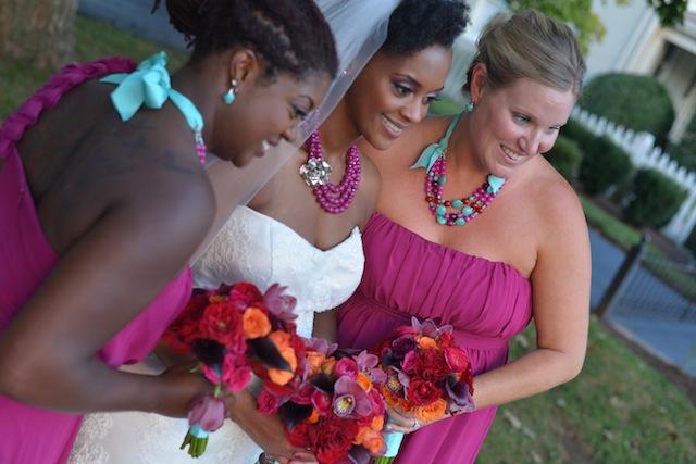 african american bride nashville, beautiful franklin tn wedding, colorful, mint, fuchsia tangerine, plum