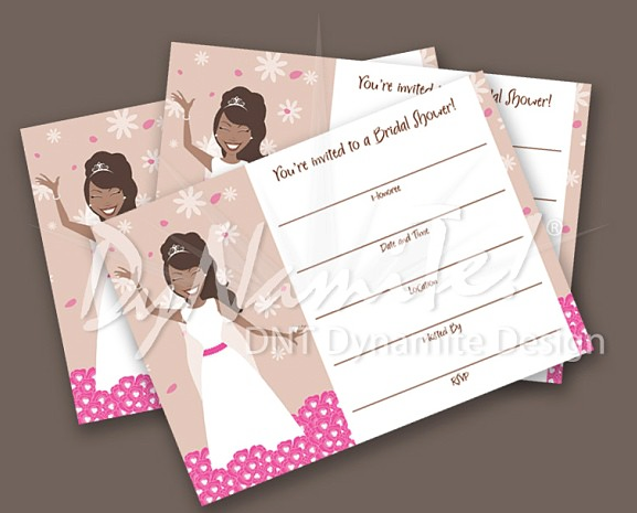 african american stationery, african american bridal shower, african american baby shower, african american shower invitations