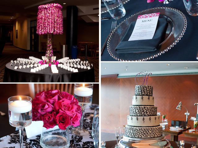 pink black damask patron wedding nashville
