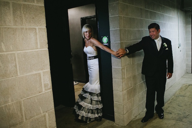 rocketown wedding black white fun dancing