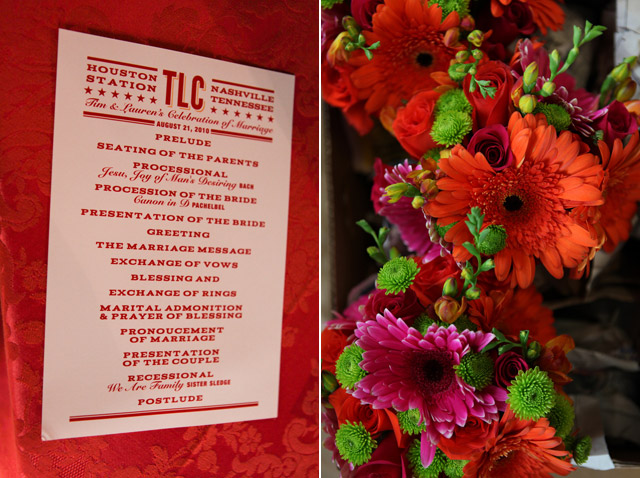 red orange nashville wedding