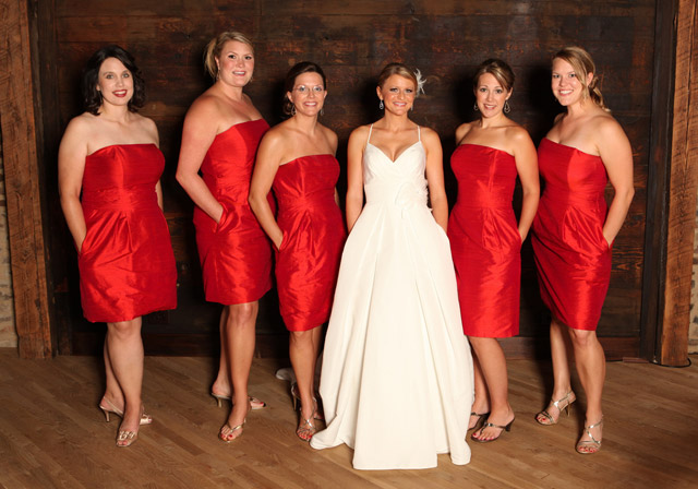 custom bridesmaid dresses red strapless pockets