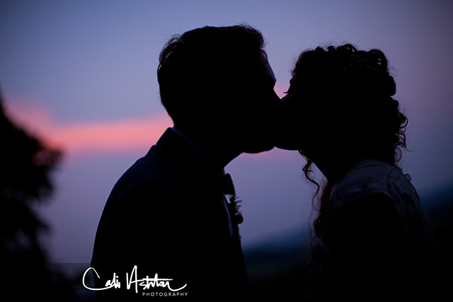 bride, groom, nashville wedding, silhouette, evening shot, outdoor