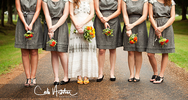 nashville wedding, bridesmaids, bride, grey dresses, vintage gown