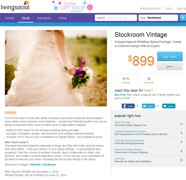 living social nashville wedding deal