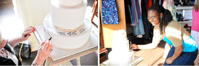 cake signing at kerried away couture grand opening 