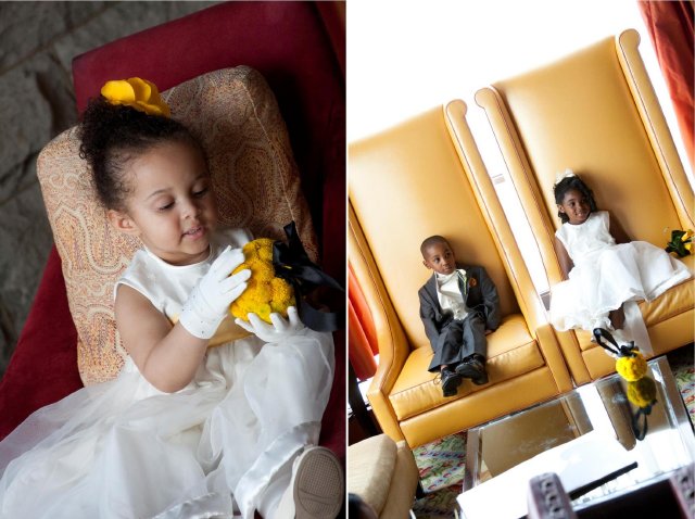nashville wedding, union station, yellow, white, flower girls